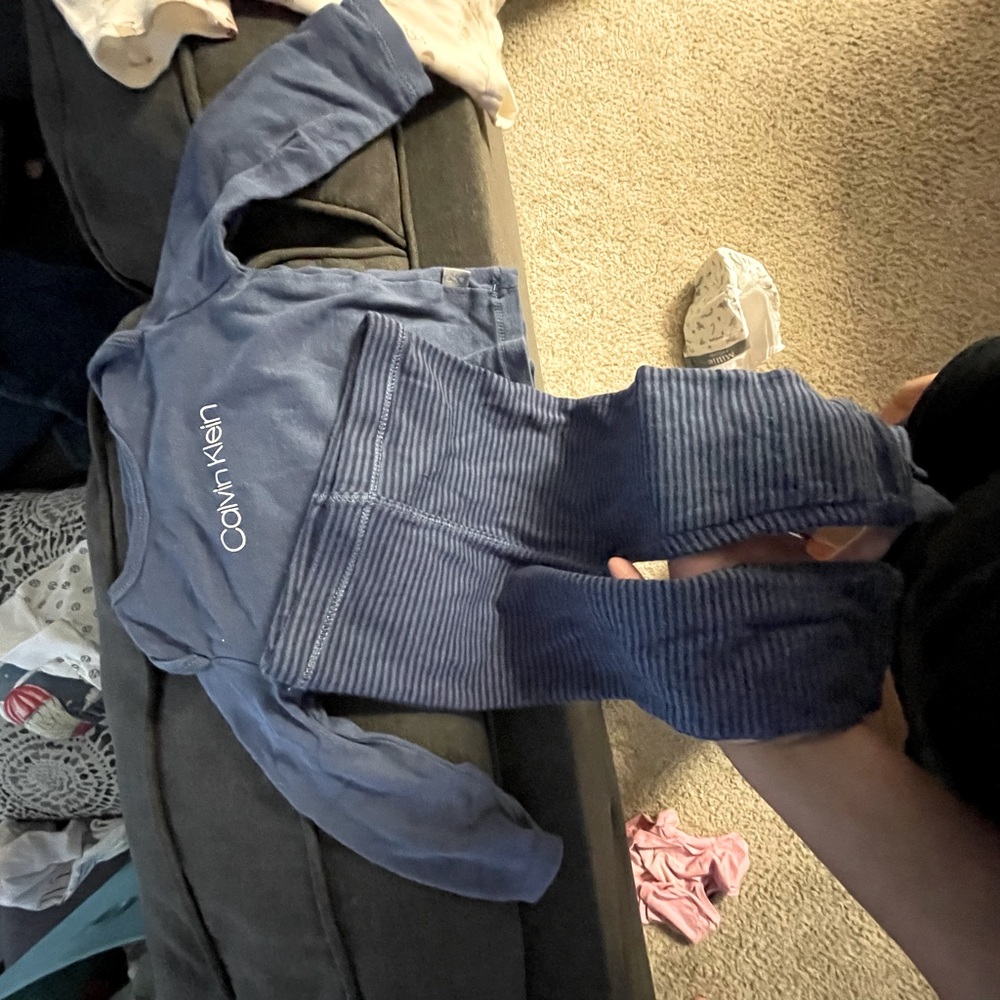 Calvin Klein baby outfit - baby boy - long sleeve long pant - blue - stripes